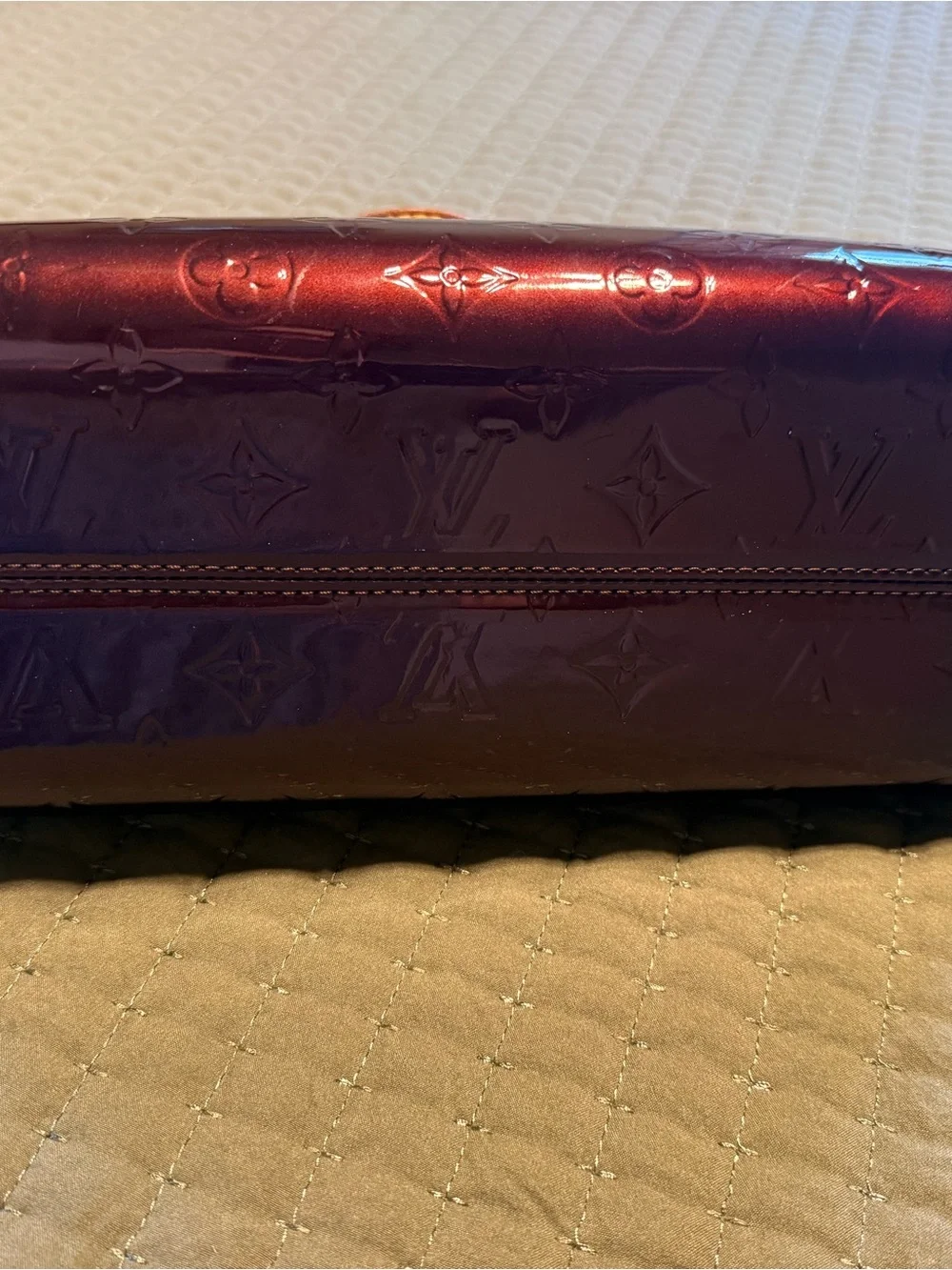 Louis Vuitton Deep Burgundy Patent Satchel with Vachetta Trim